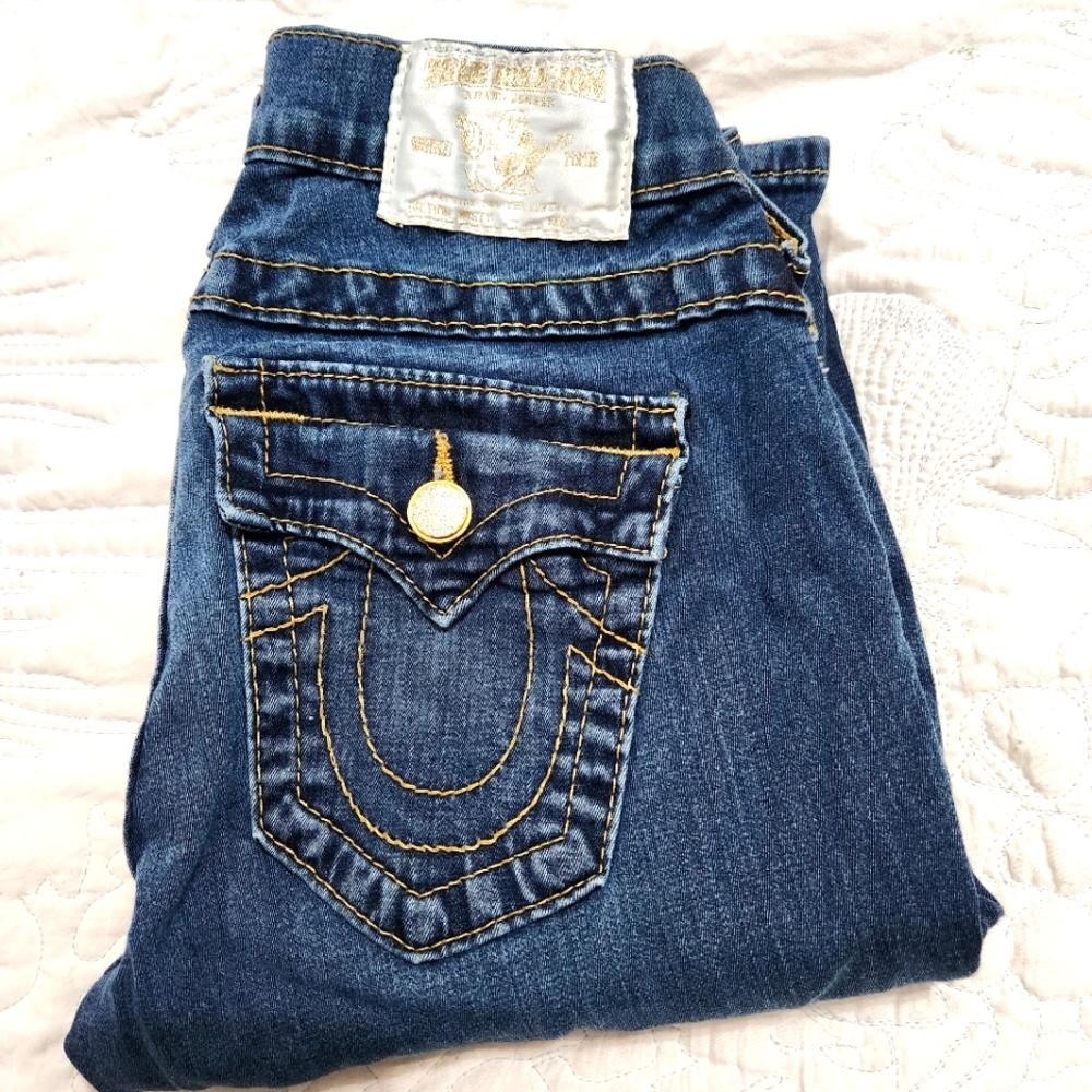 TRUE RELIGION Y2K GOLD HARDWARE WHITE LABEL RARE! SZ 26